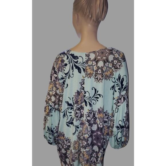 Perfectly Priscilla Woman's blouse shirt puff sleeves with tie bottom XXXL - Picture 2 of 7